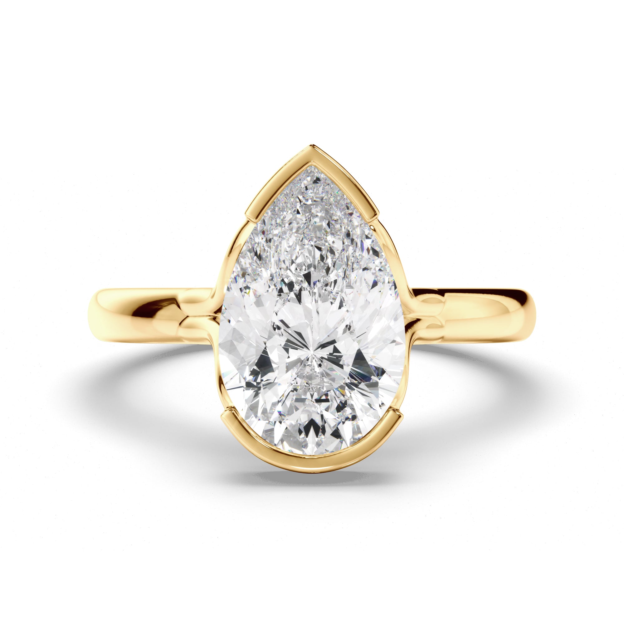 Sugar - Pear Cut Diamond Solitaire Half Bezel Engagement Ring