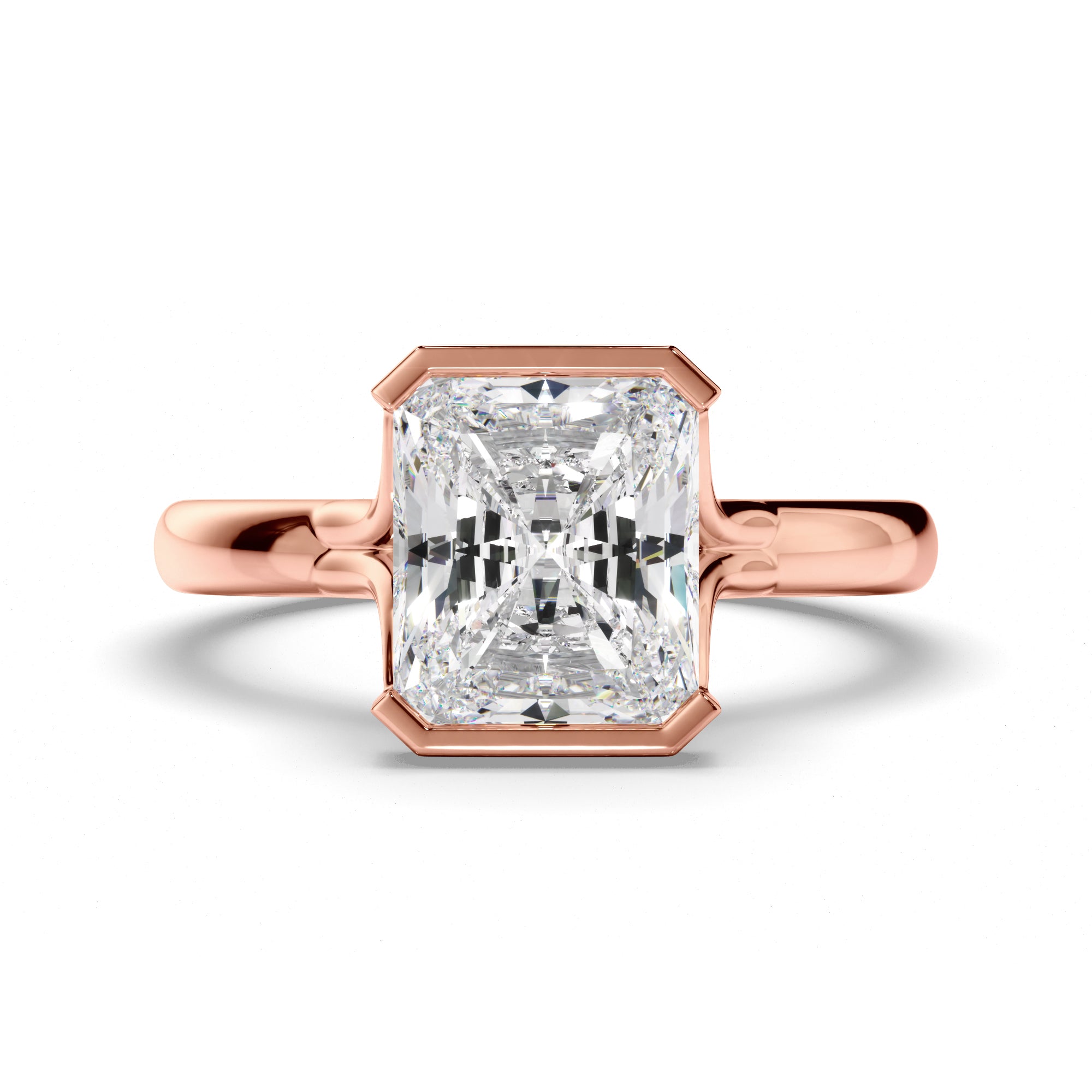 Honey - Radiant Cut Diamond Solitaire Half Bezel Set Engagement Ring