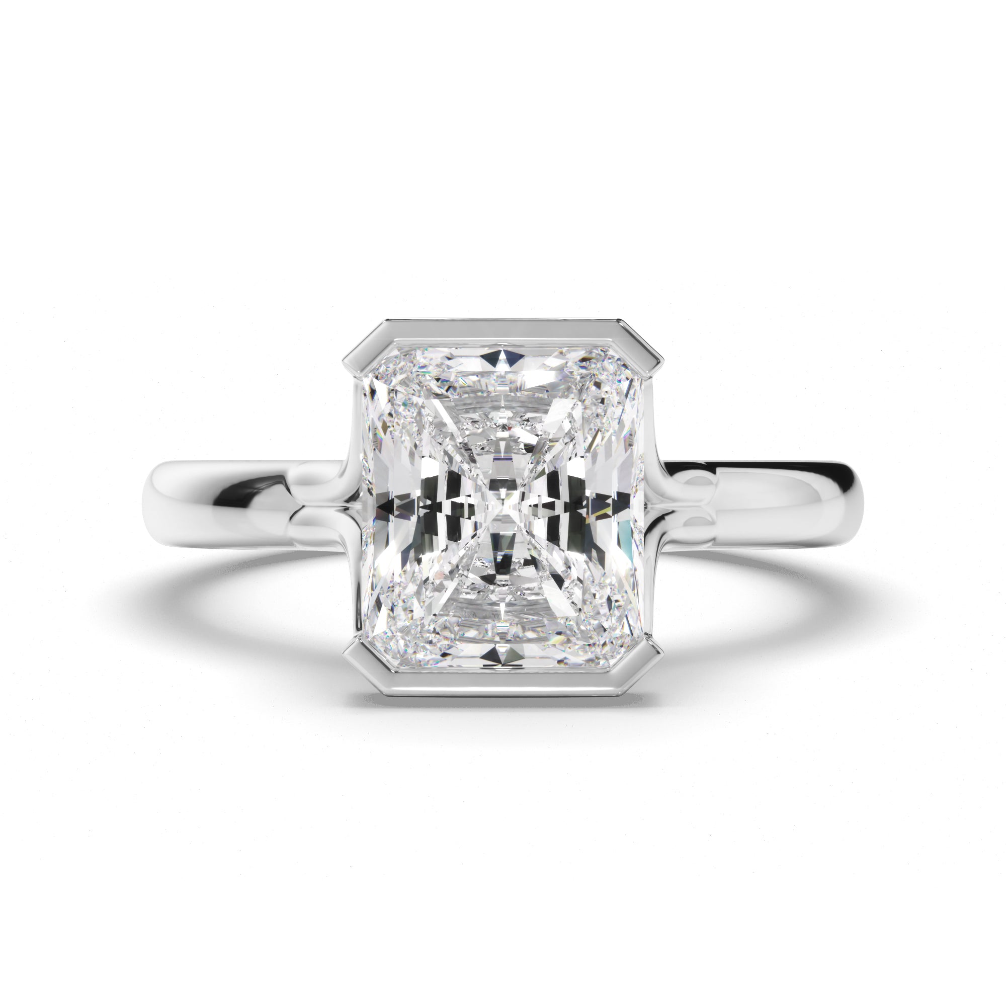 Honey - Radiant Cut Diamond Solitaire Half Bezel Set Engagement Ring