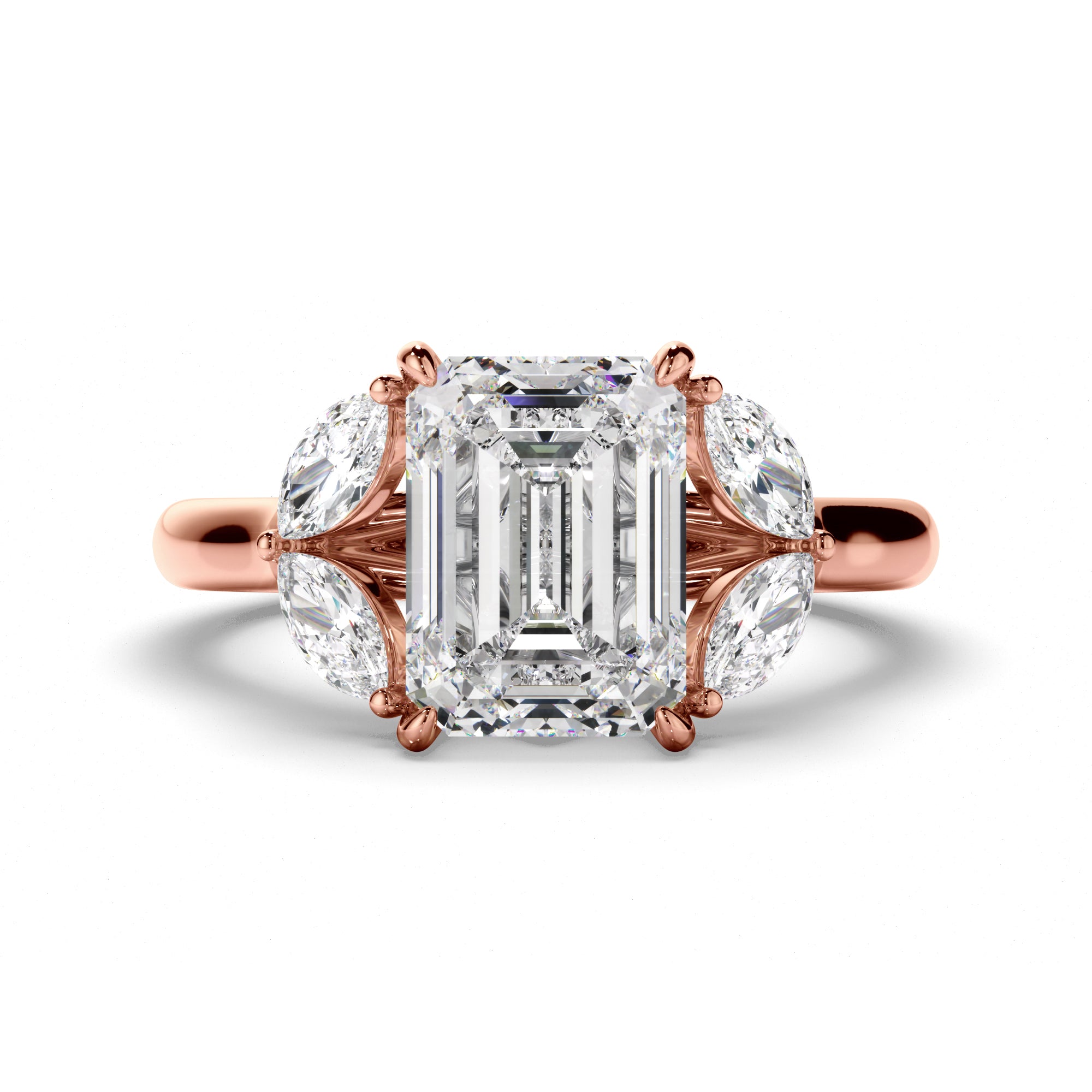 Maple - Emerald Cut Five Stone Cluster Engagement Ring
