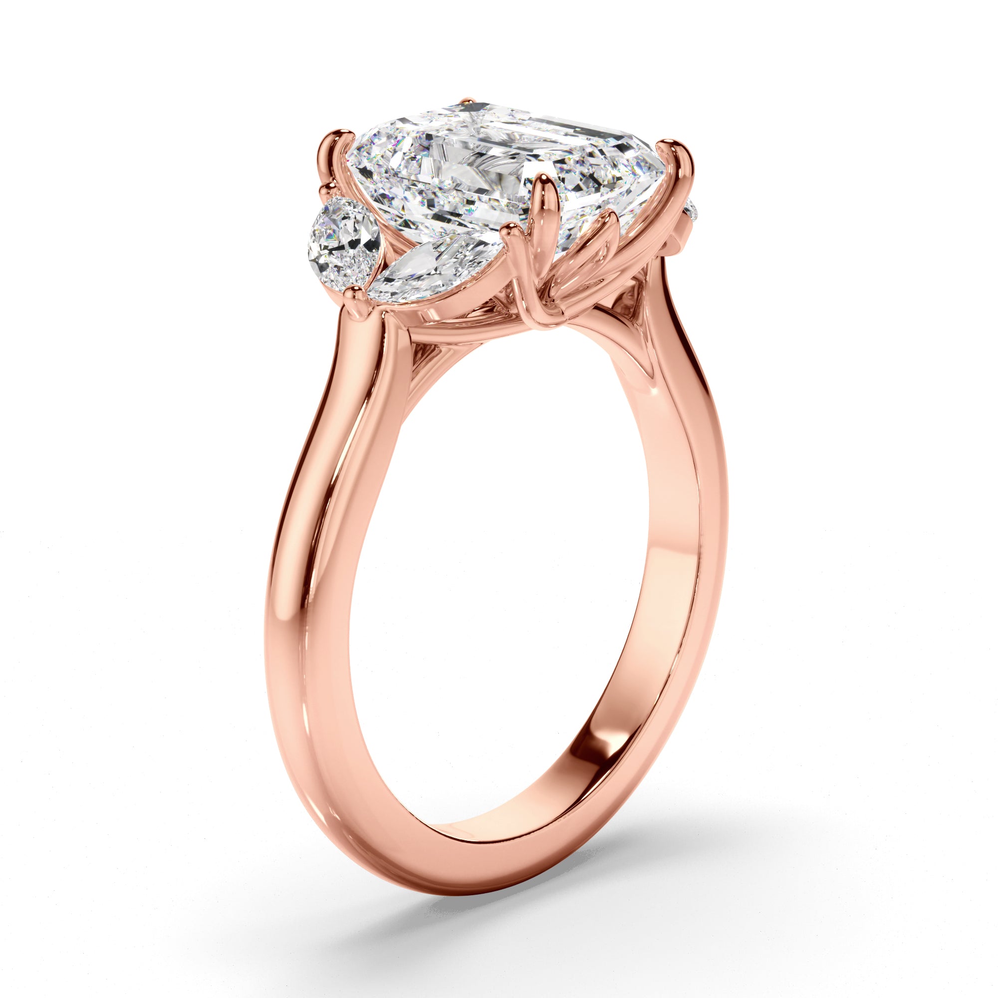 Maple - Emerald Cut Five Stone Cluster Engagement Ring