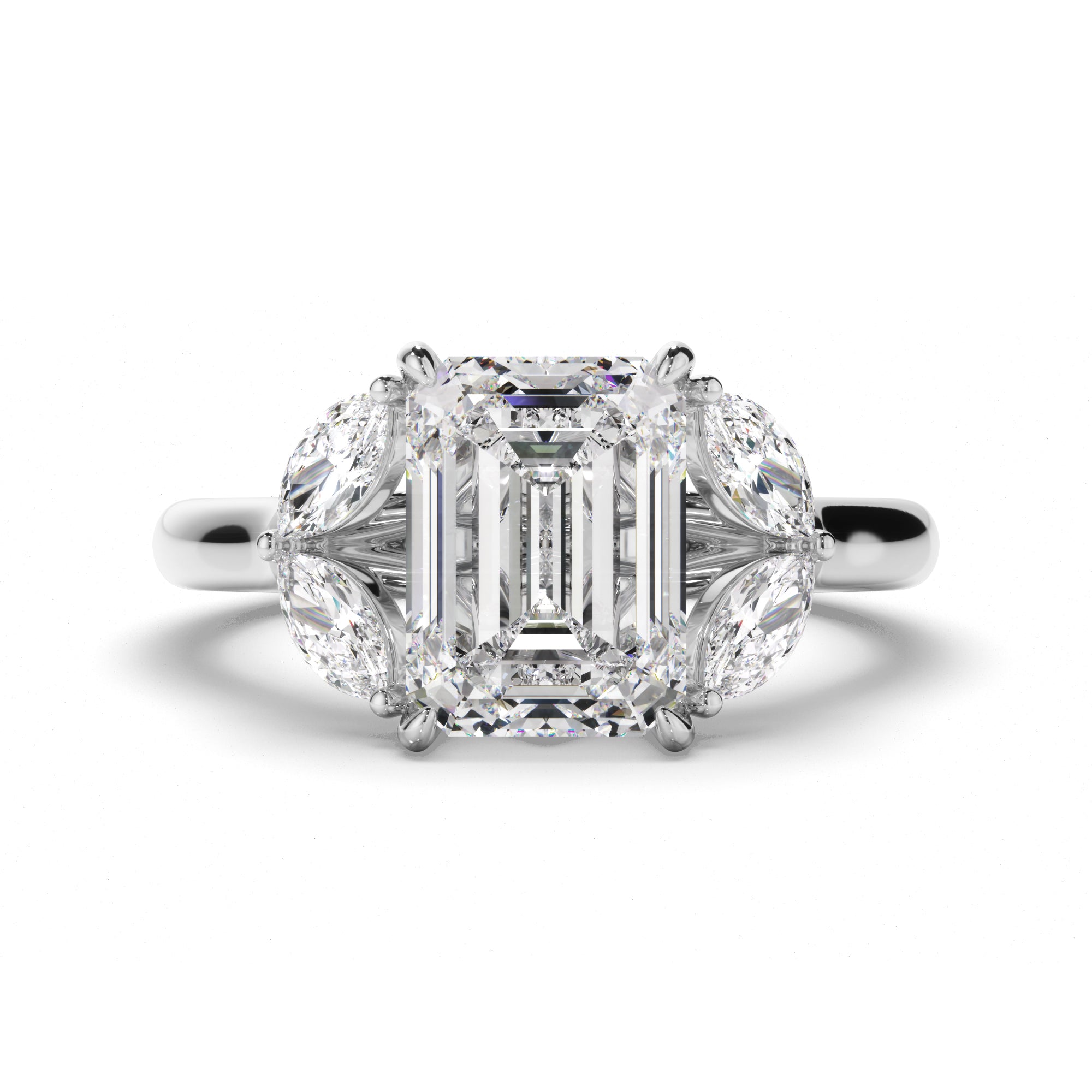 Maple - Emerald Cut Five Stone Cluster Engagement Ring