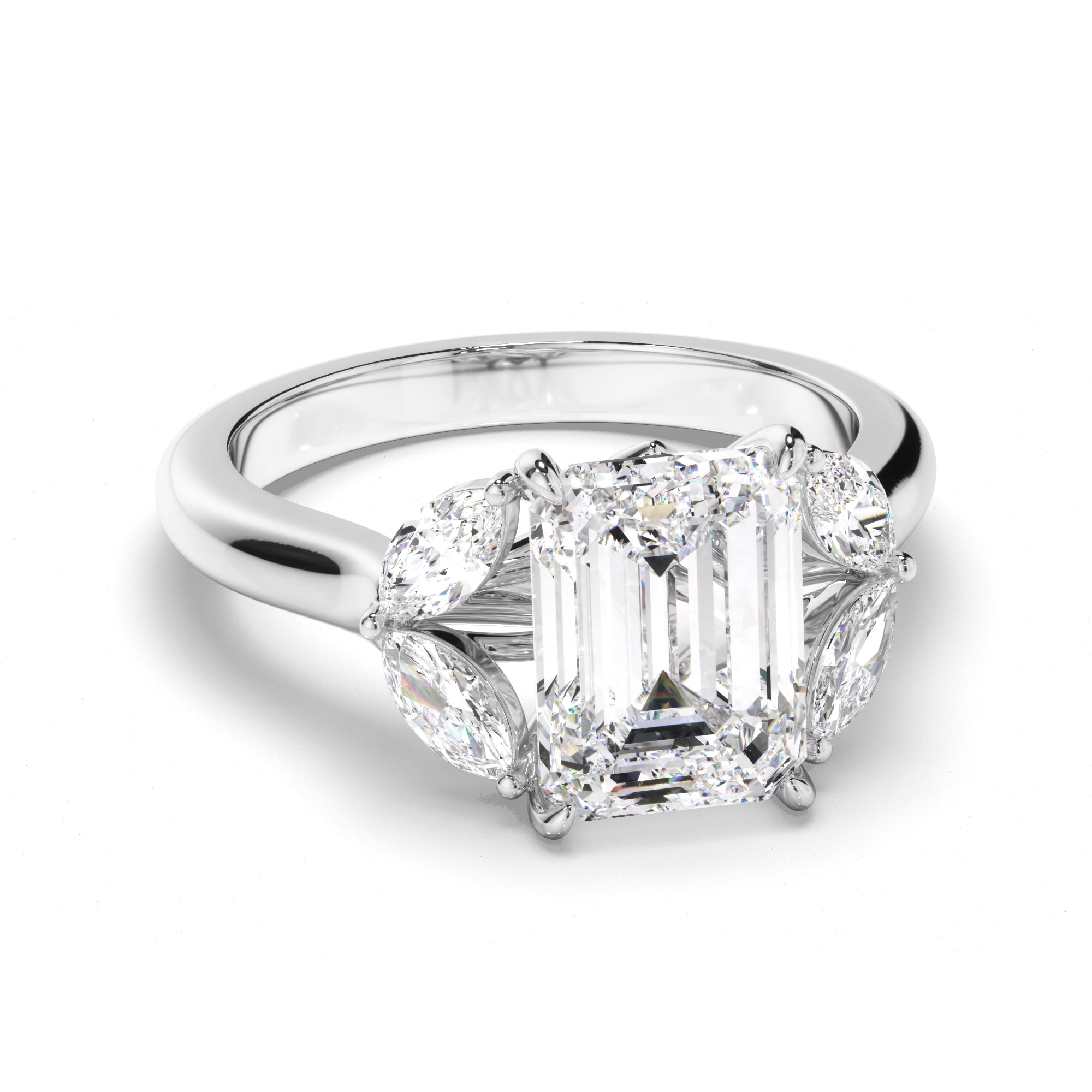 Maple - Emerald Cut Five Stone Cluster Engagement Ring