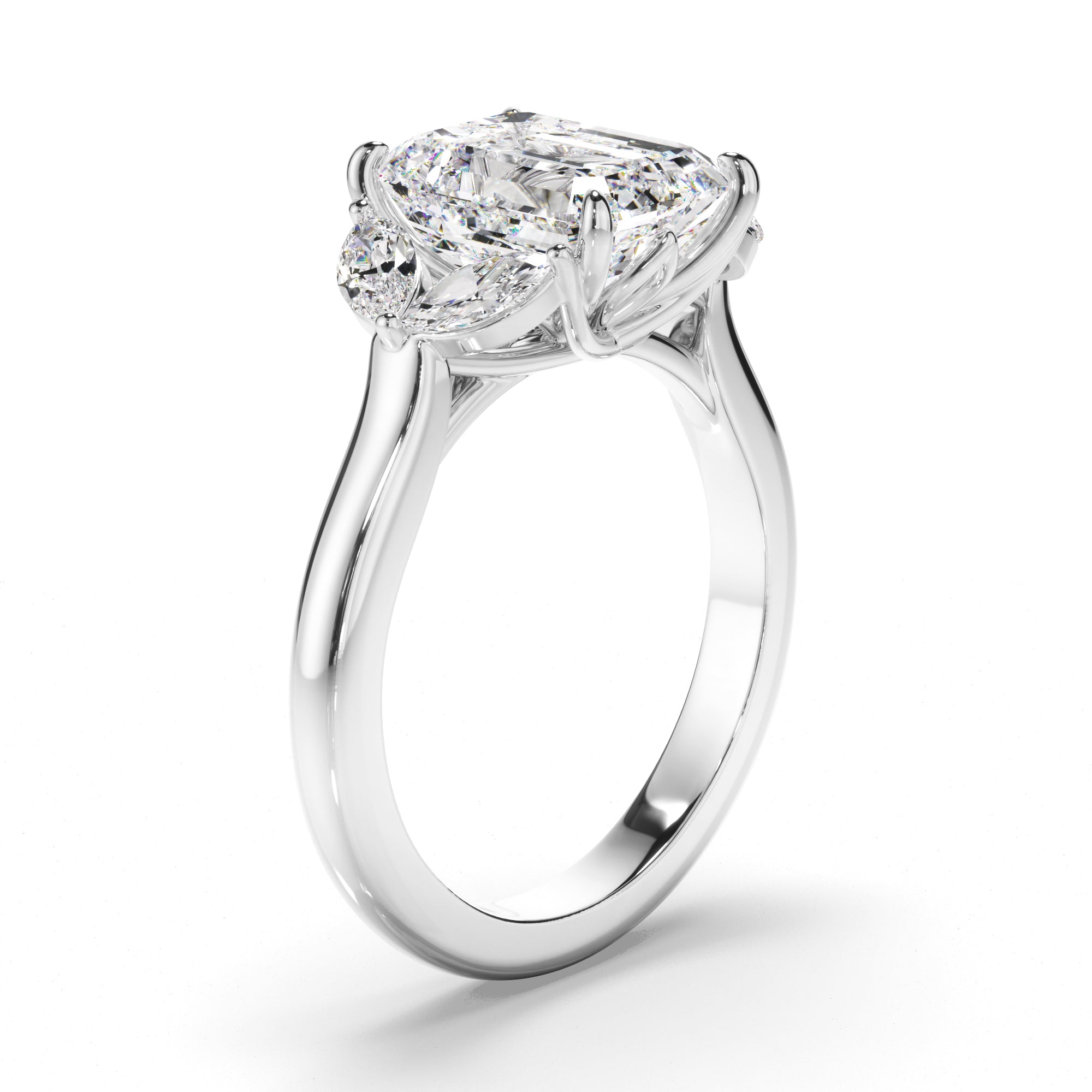 Maple - Emerald Cut Five Stone Cluster Engagement Ring