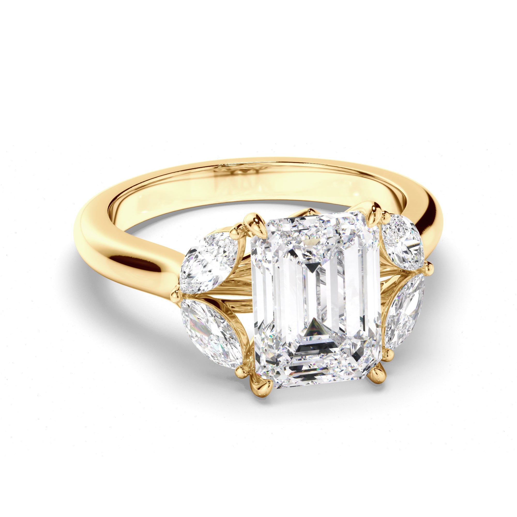 Maple - Emerald Cut Five Stone Cluster Engagement Ring