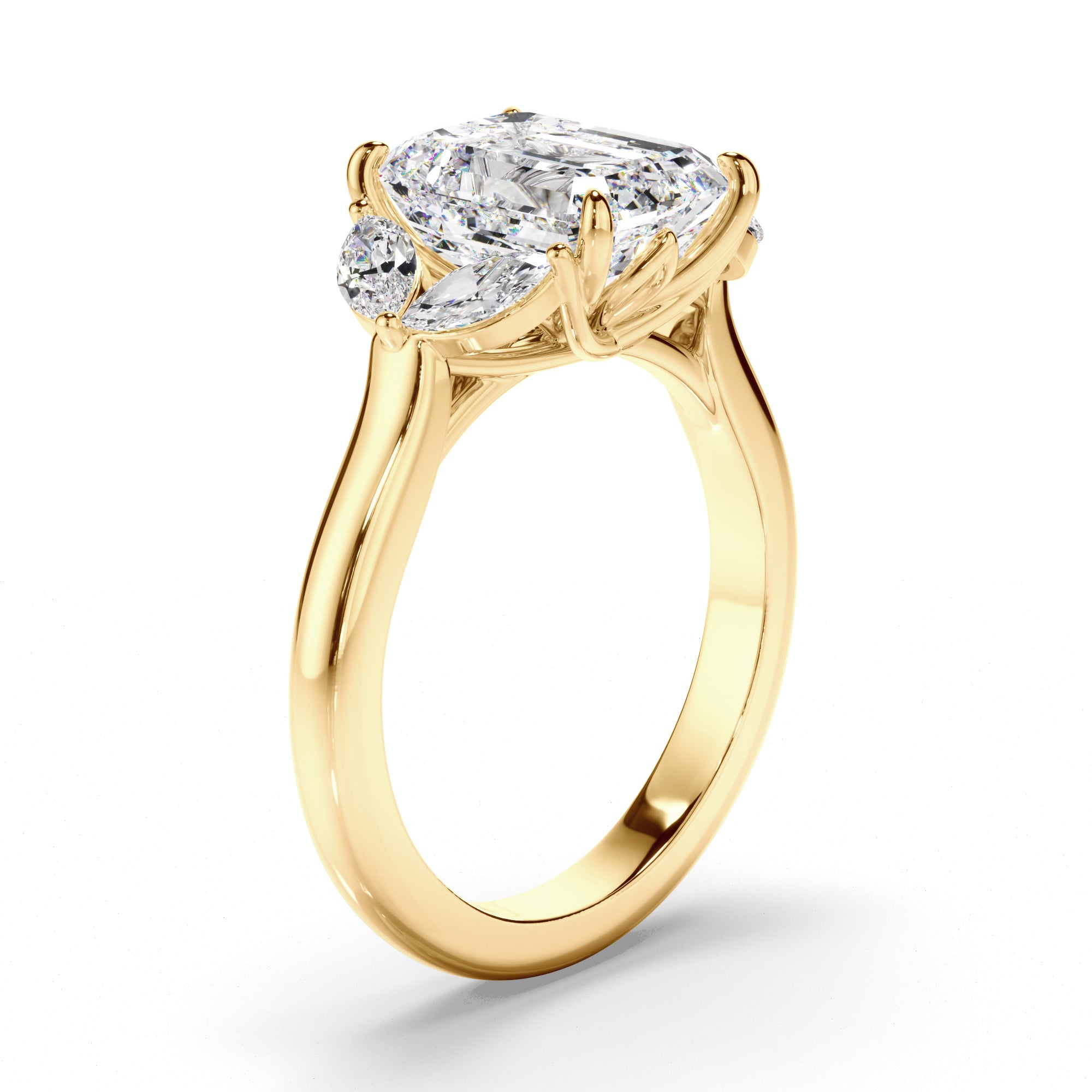 Maple - Emerald Cut Five Stone Cluster Engagement Ring