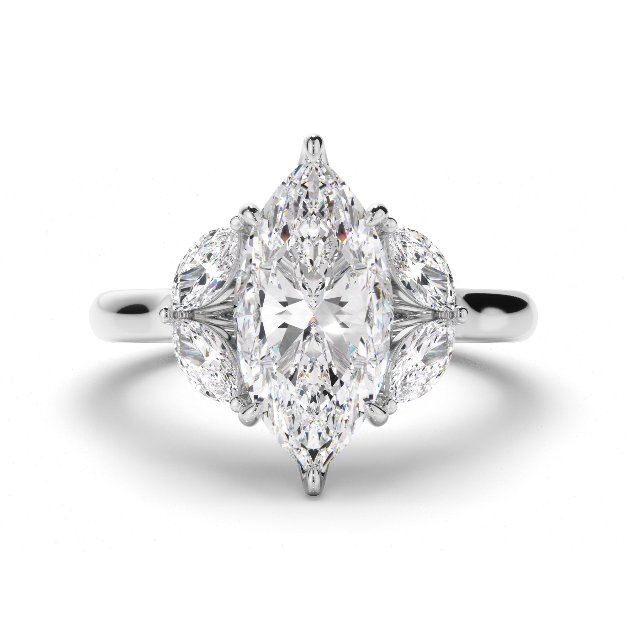 Cherry - Marquise Cut Five Diamond Engagement Ring