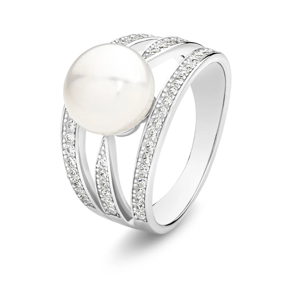 Layla Sterling Silver CZ Freshwater Pearl Ring