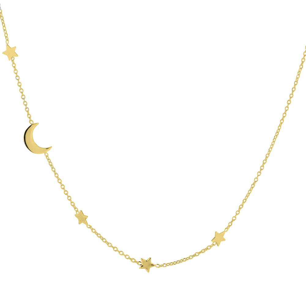 Interstellar Star and Moon Charm Necklace