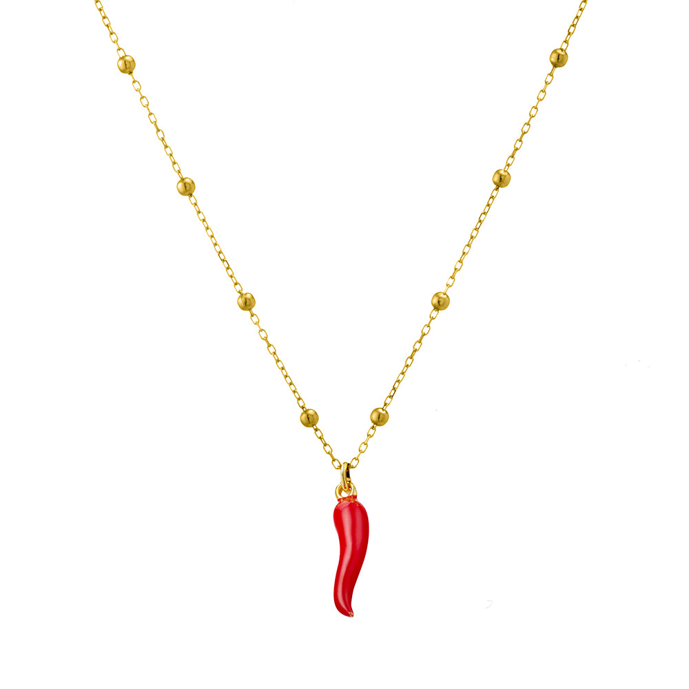 Italian Cornicello Charm Pendant Necklace