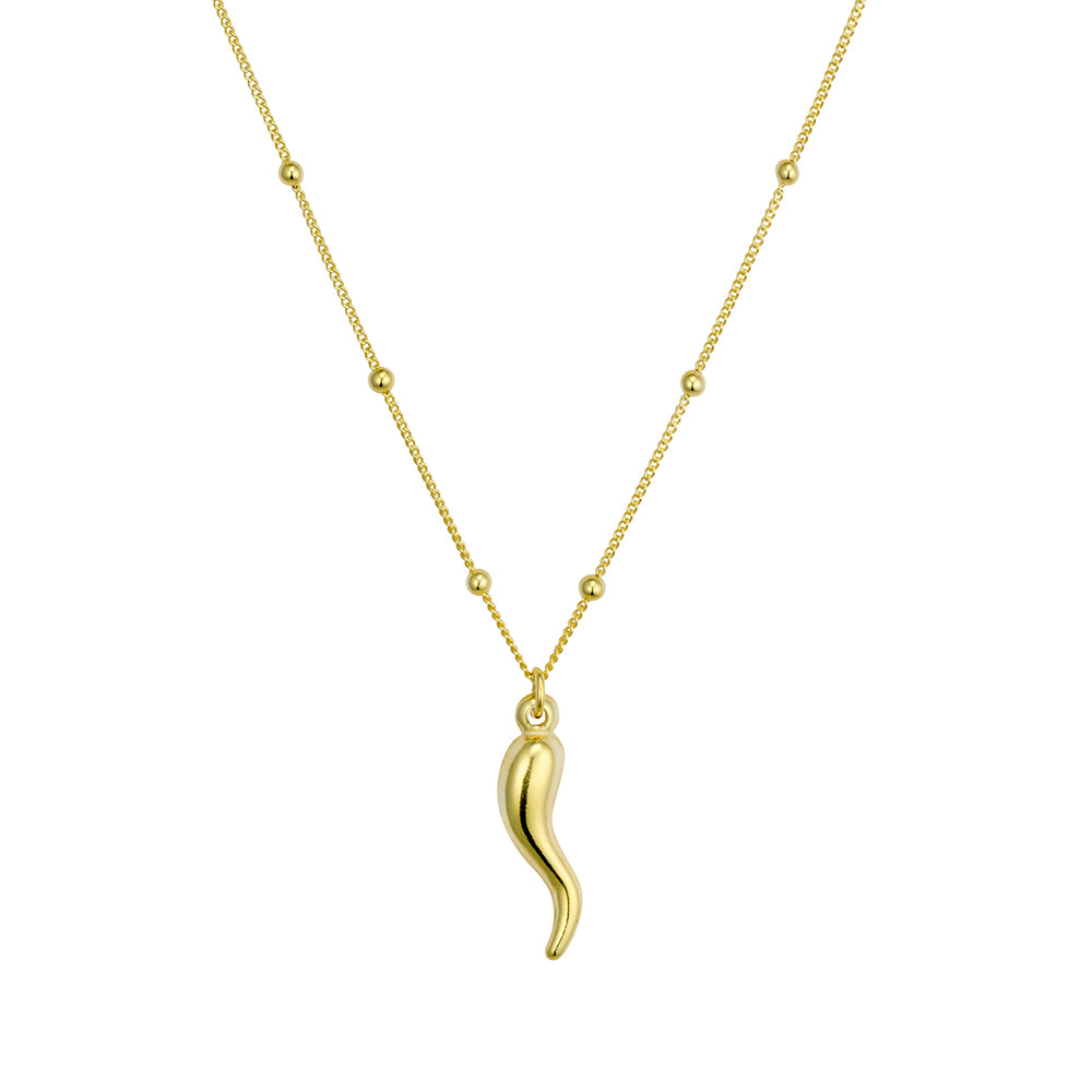 Italian Cornicello Charm Pendant Necklace