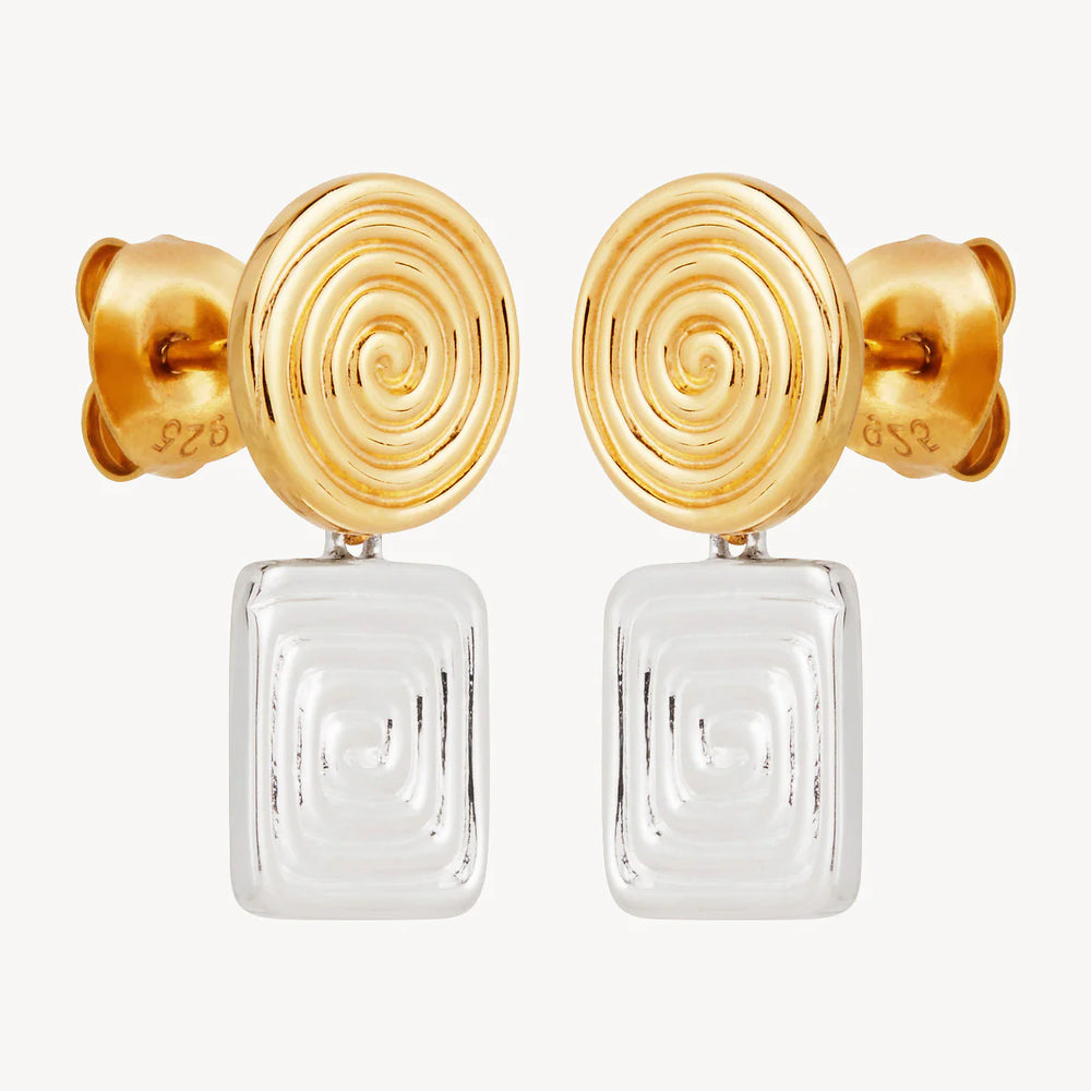 Labyrinthe Two-Tone Stud Earrings