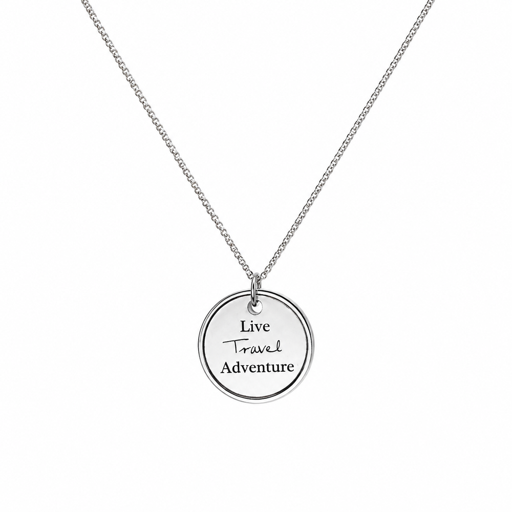"Live Travel Adventure" Sterling Silver Pendant Necklace