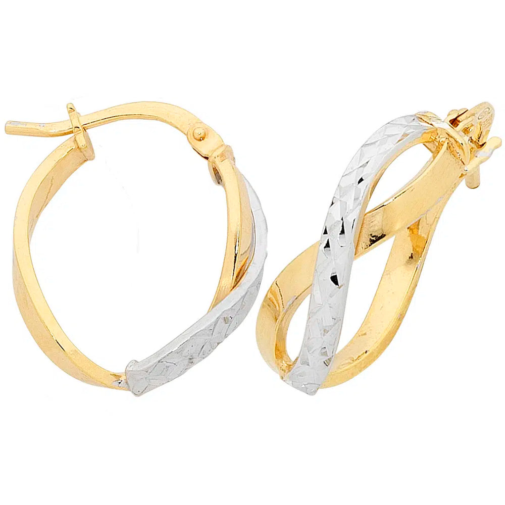 2-Tone 9ct Gold Silver Filled Hoop Earrings
