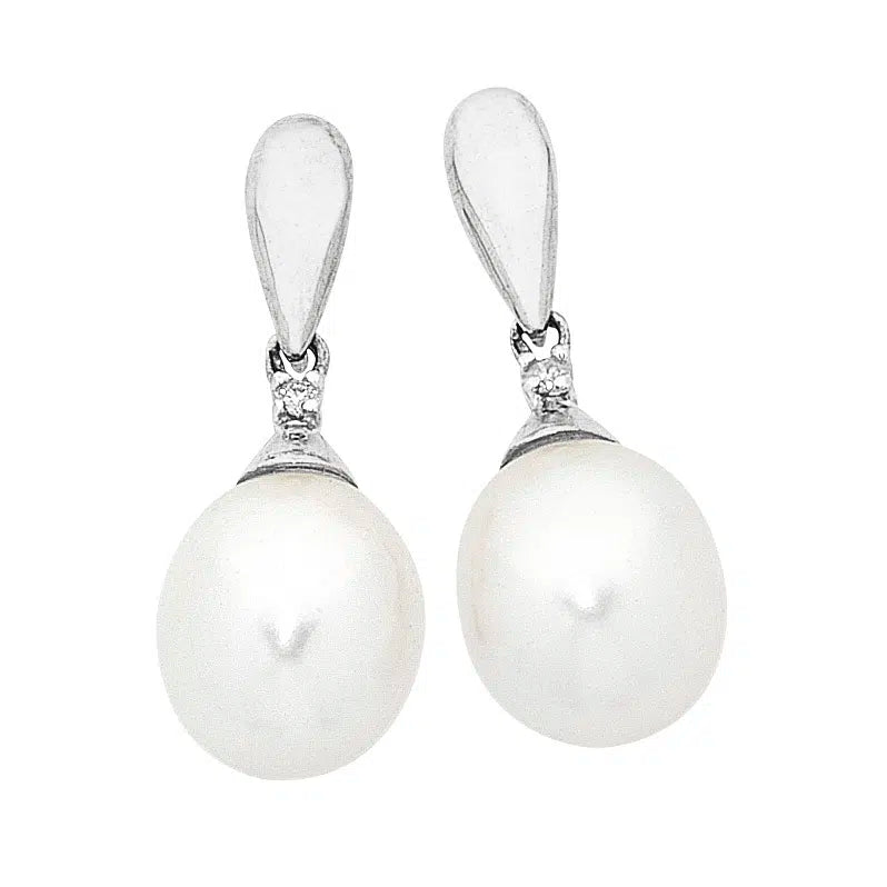 Pearl Dangle Studs (White Gold)