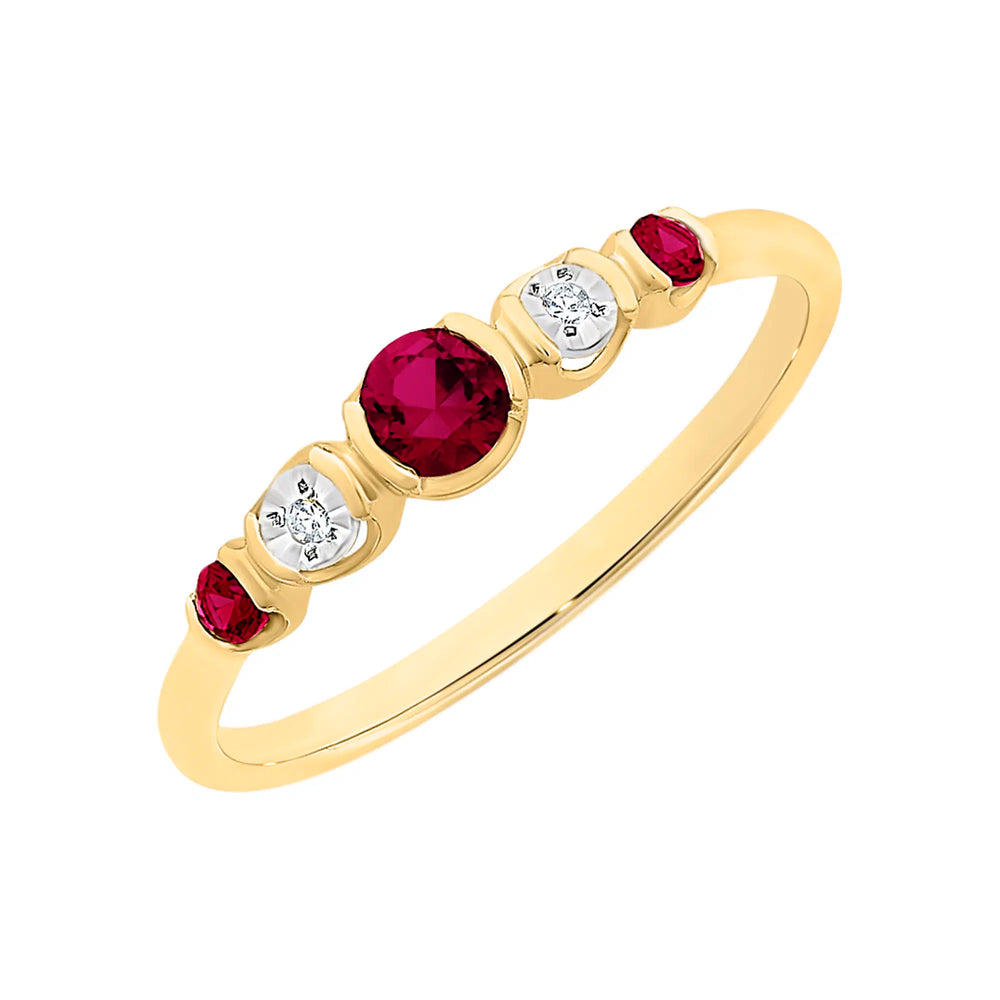 Melissa 9ct Yellow Gold Diamond & Ruby Ring
