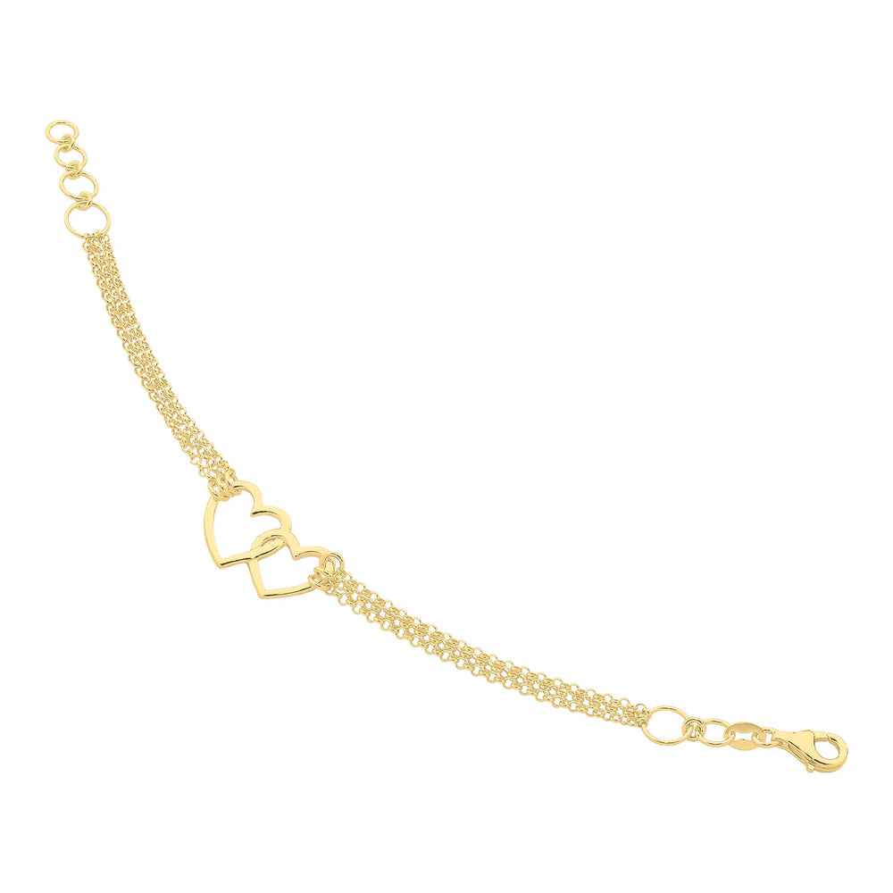 Two Hearts Bracelet Gold Plated