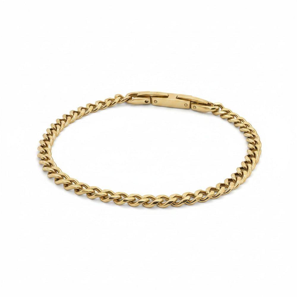 Mens Stainless Steel Cuban Link Bracelet (Gold)