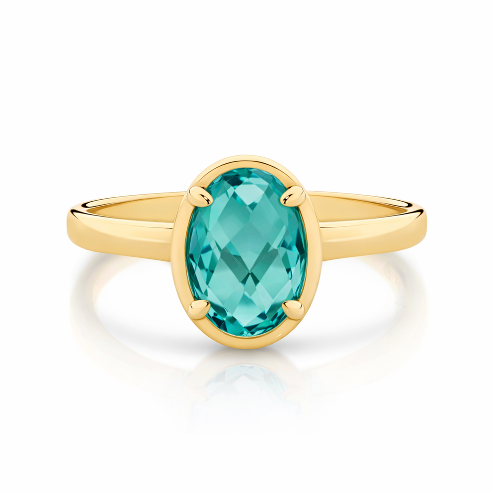 Miriam 9ct Yellow Gold Oval Green Quartz Ring