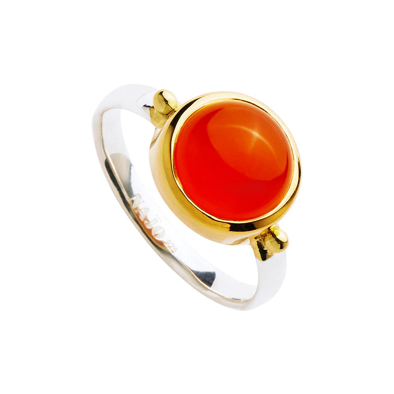Ariel Bezel Set Red Onyx Two Tone Sterling Silver Ring (Size P)