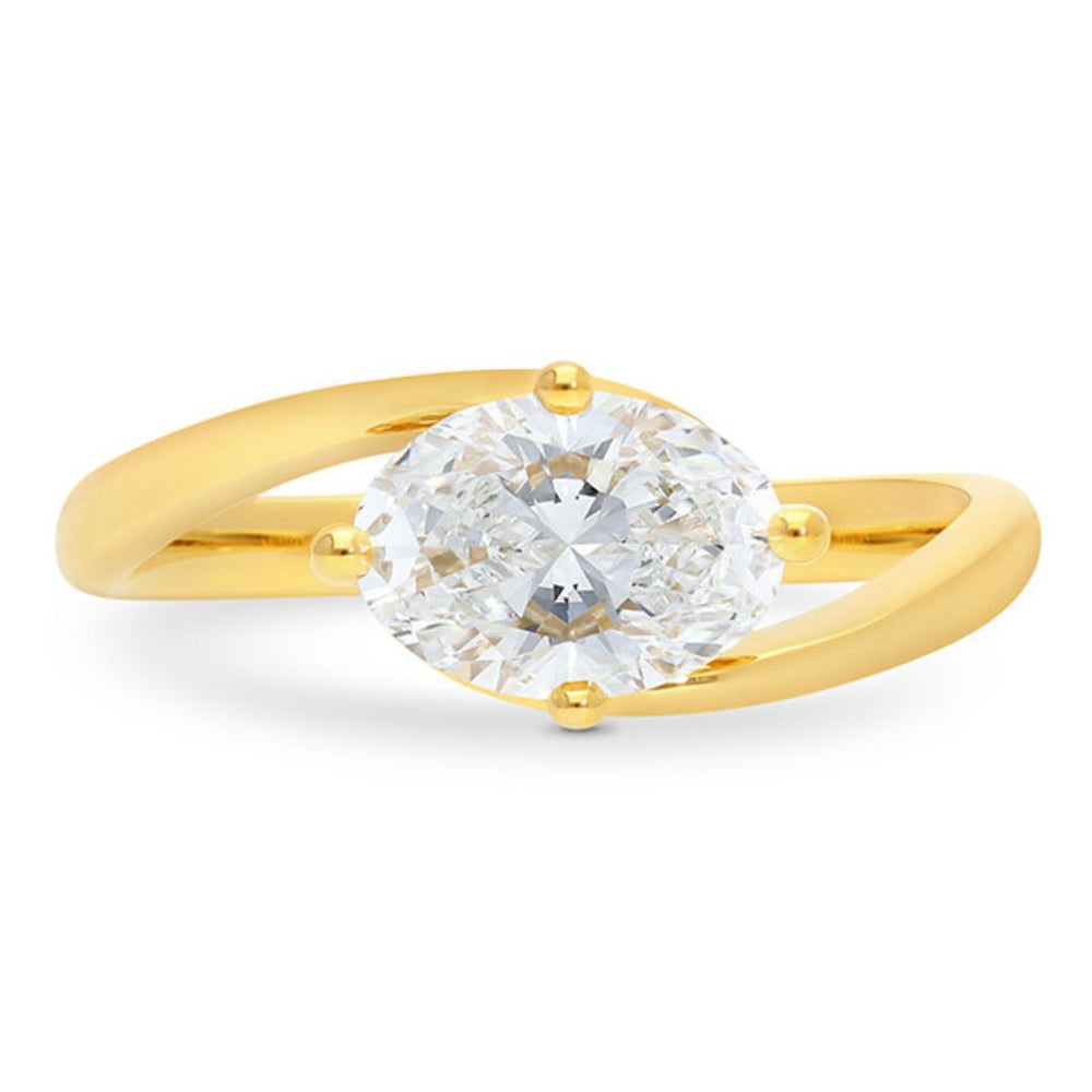 East West 1.5ct Oval Lab Diamond Engagement Ring