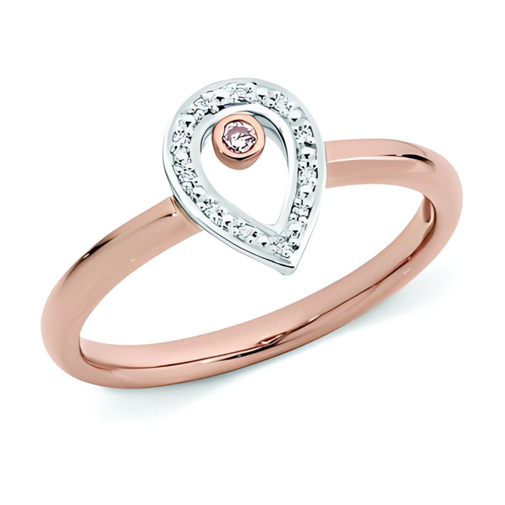 Goddess Tears 9ct Rose Gold Pink Diamond Ring
