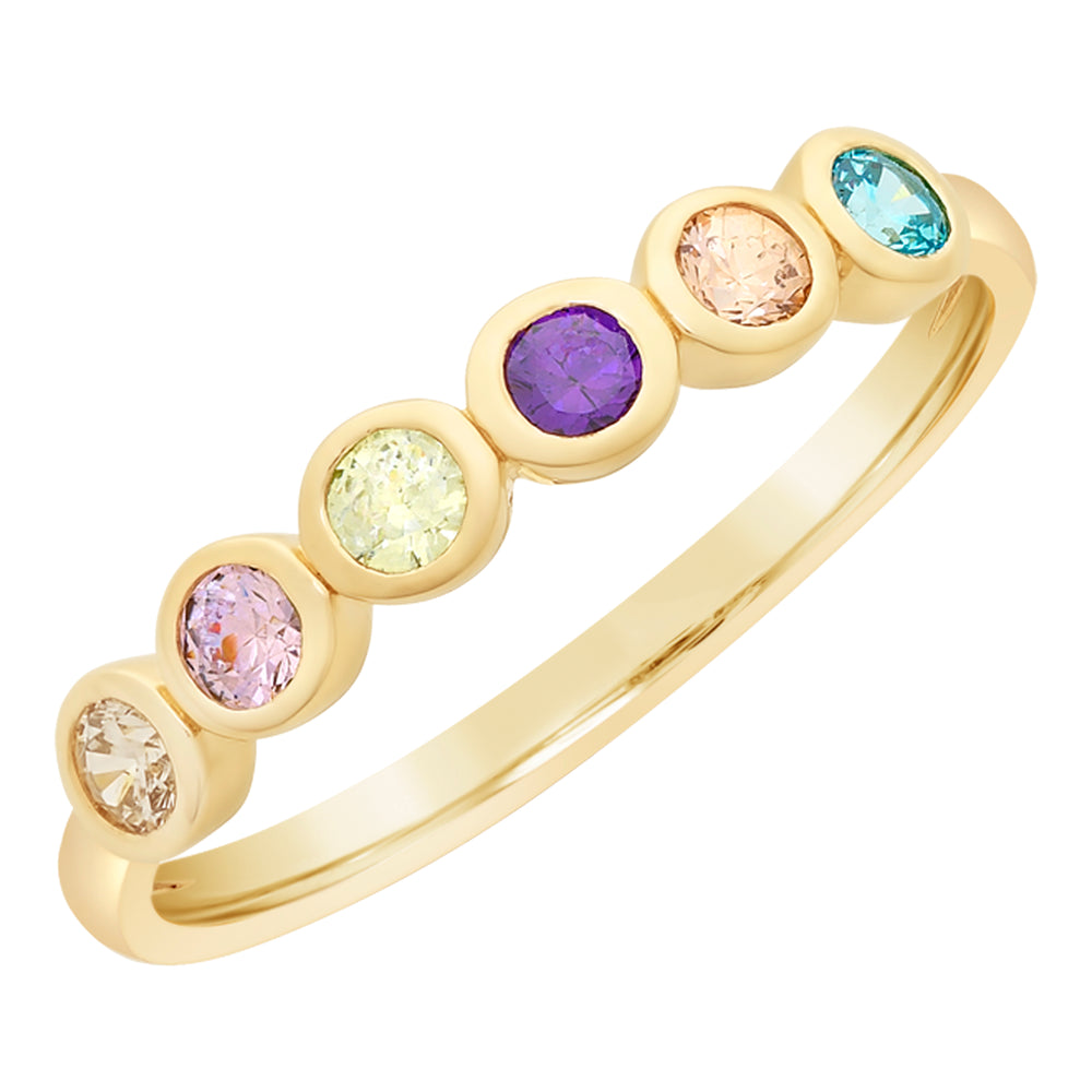 Poppie 9ct Gold Multi Stone Coloured CZ Ring