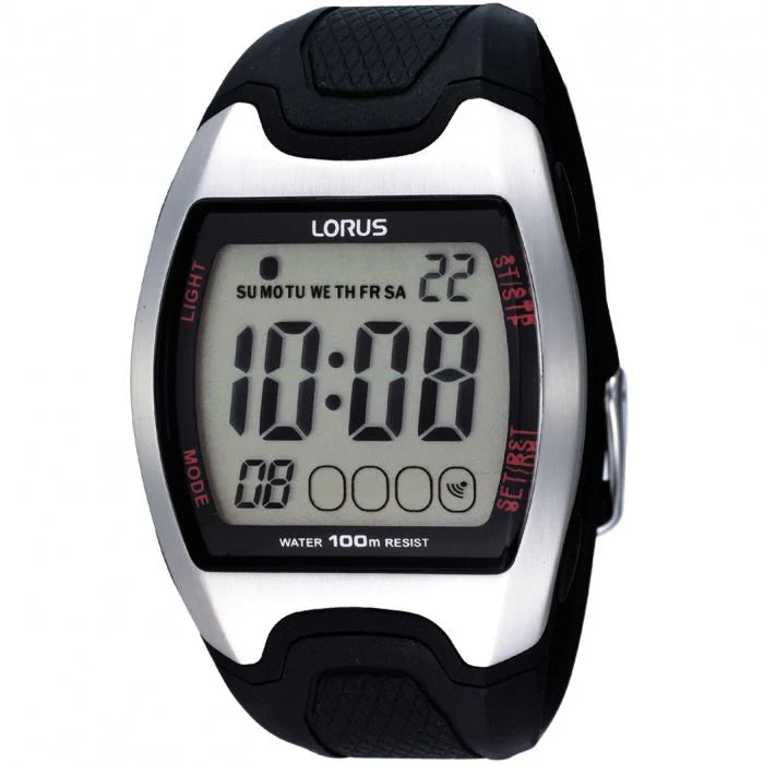 Lorus Black Digital Multi-Timer Sports Watch