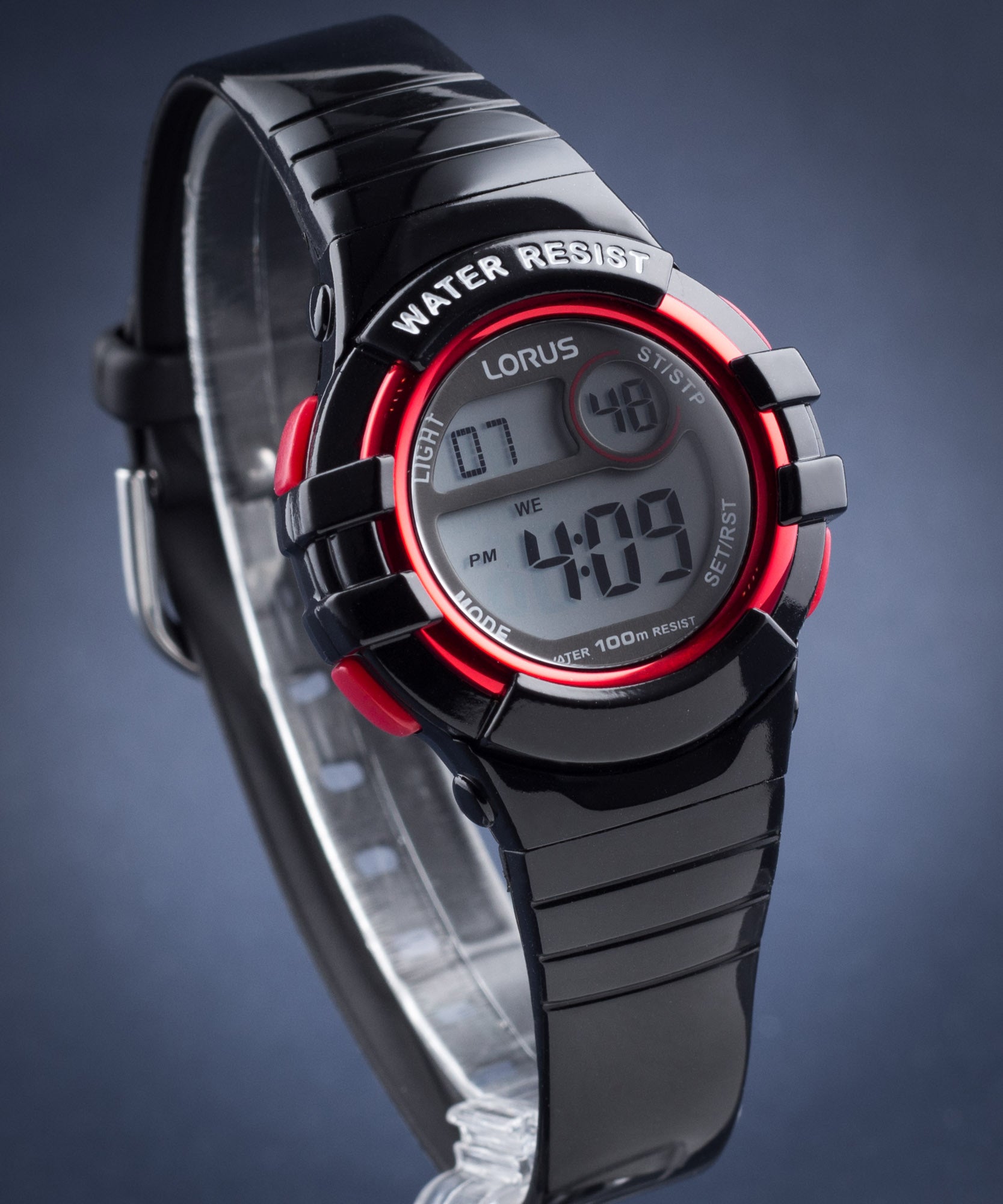 Lorus Black and Red Digital Sports Watch