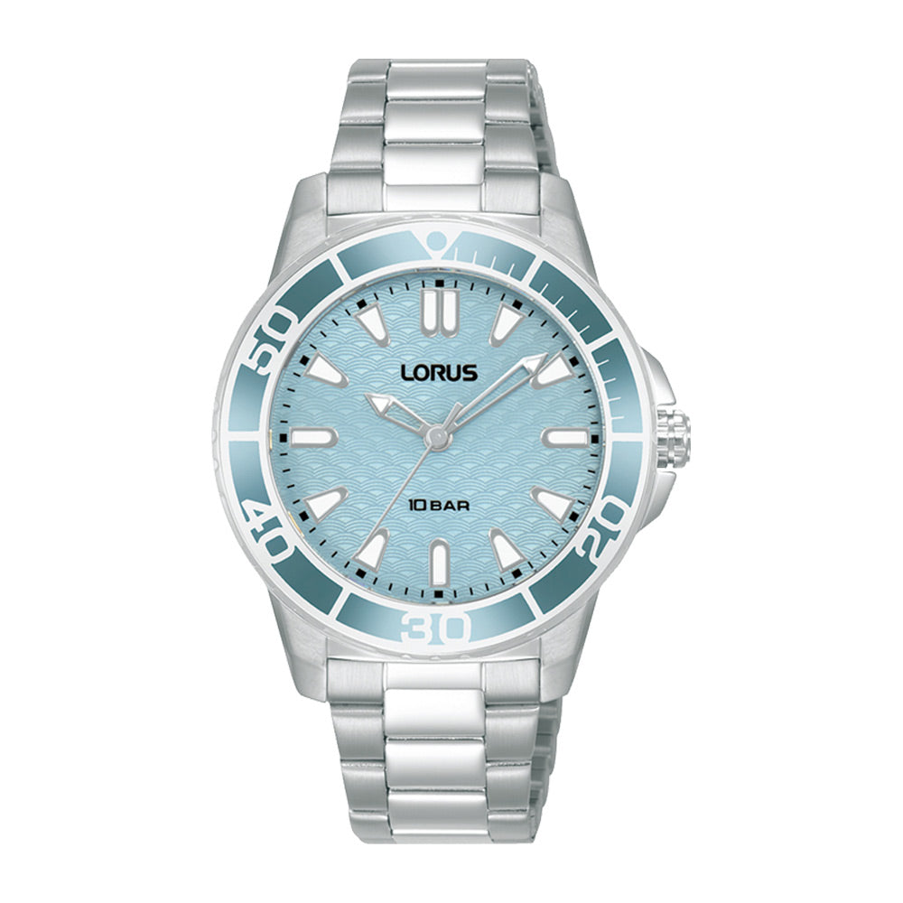 Lorus Silver and Light Blue Sports Watch