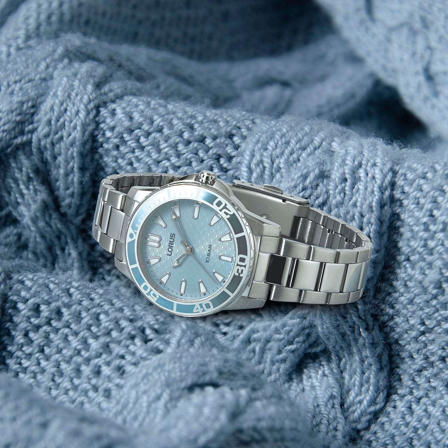 Lorus Silver and Light Blue Sports Watch