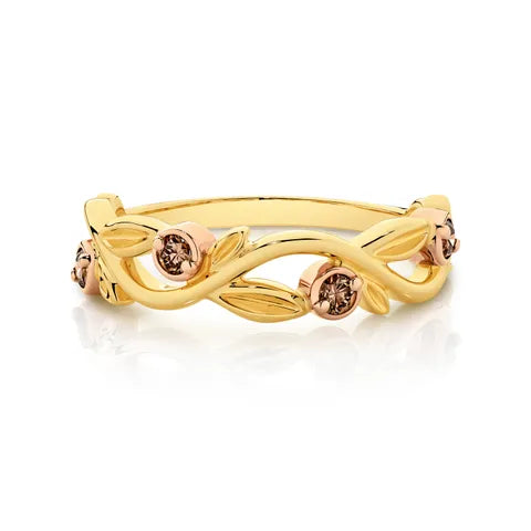 'Eucalypt' 9ct Two Tone Gold 0.20ct Chocolate Diamond Ring