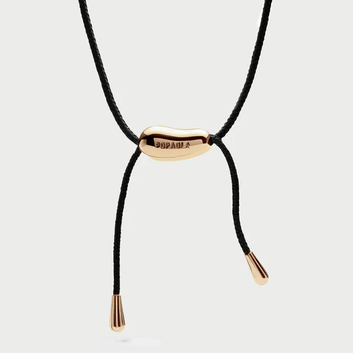 Necklace with a gold clasp on a white background