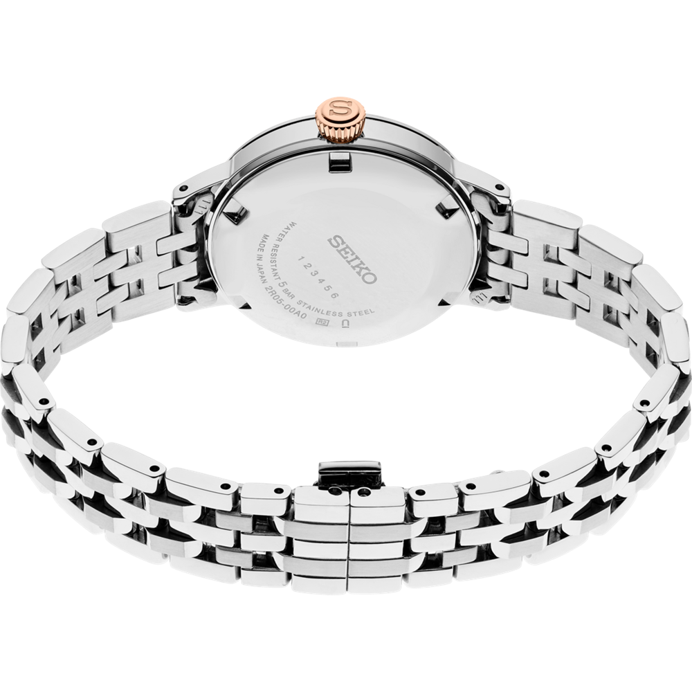 Seiko Two Tone Silver Rose Gold Diamond Set Ladies Cocktail Dress Watch