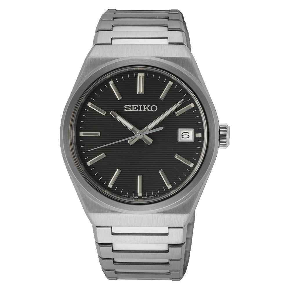 Seiko Black Dial Silver Mens Watch