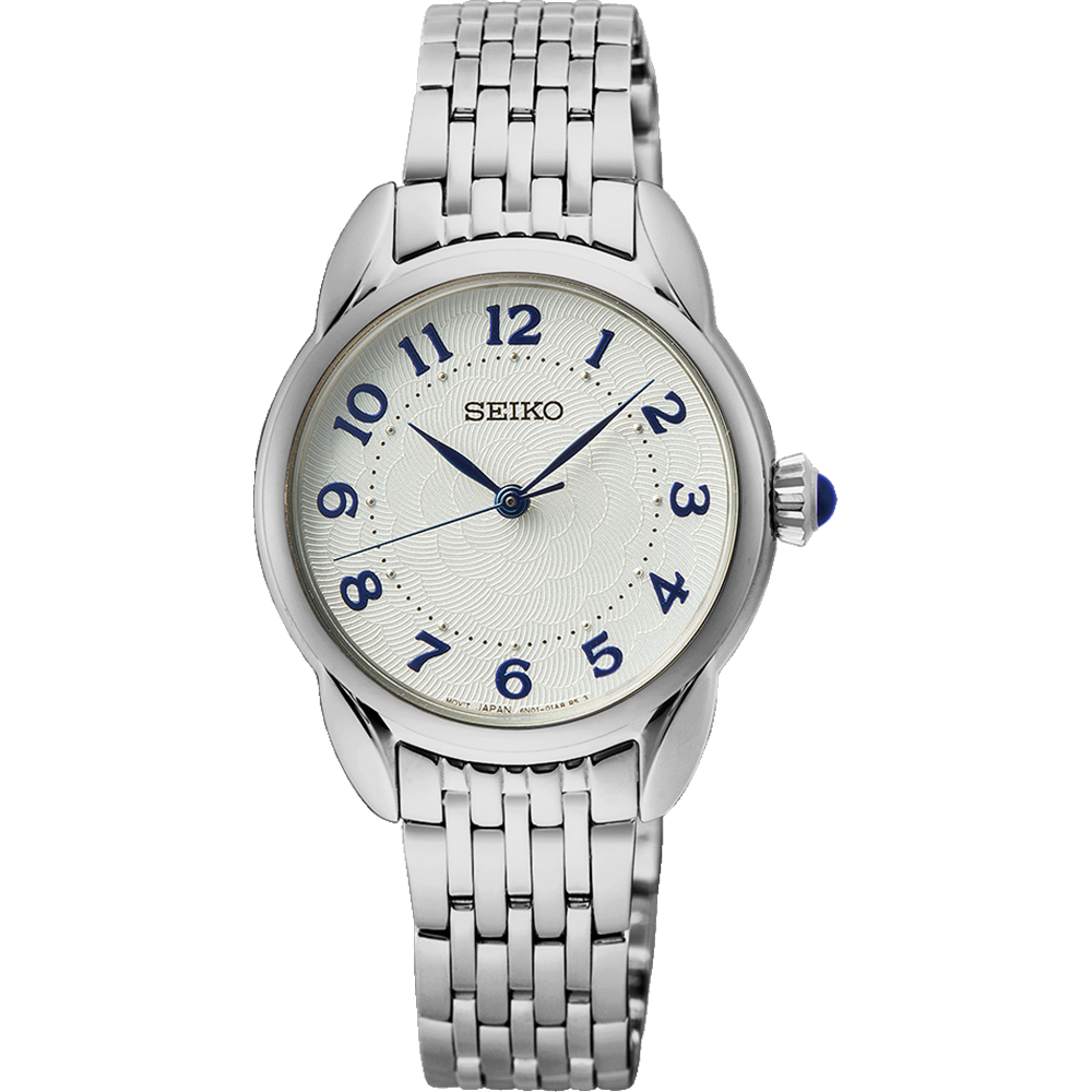 Seiko Essentials Ladies Silver Dress Watch Blue Hands