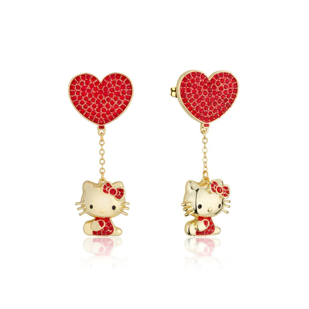 Hello Kitty Crystal Heart Drop Earrings