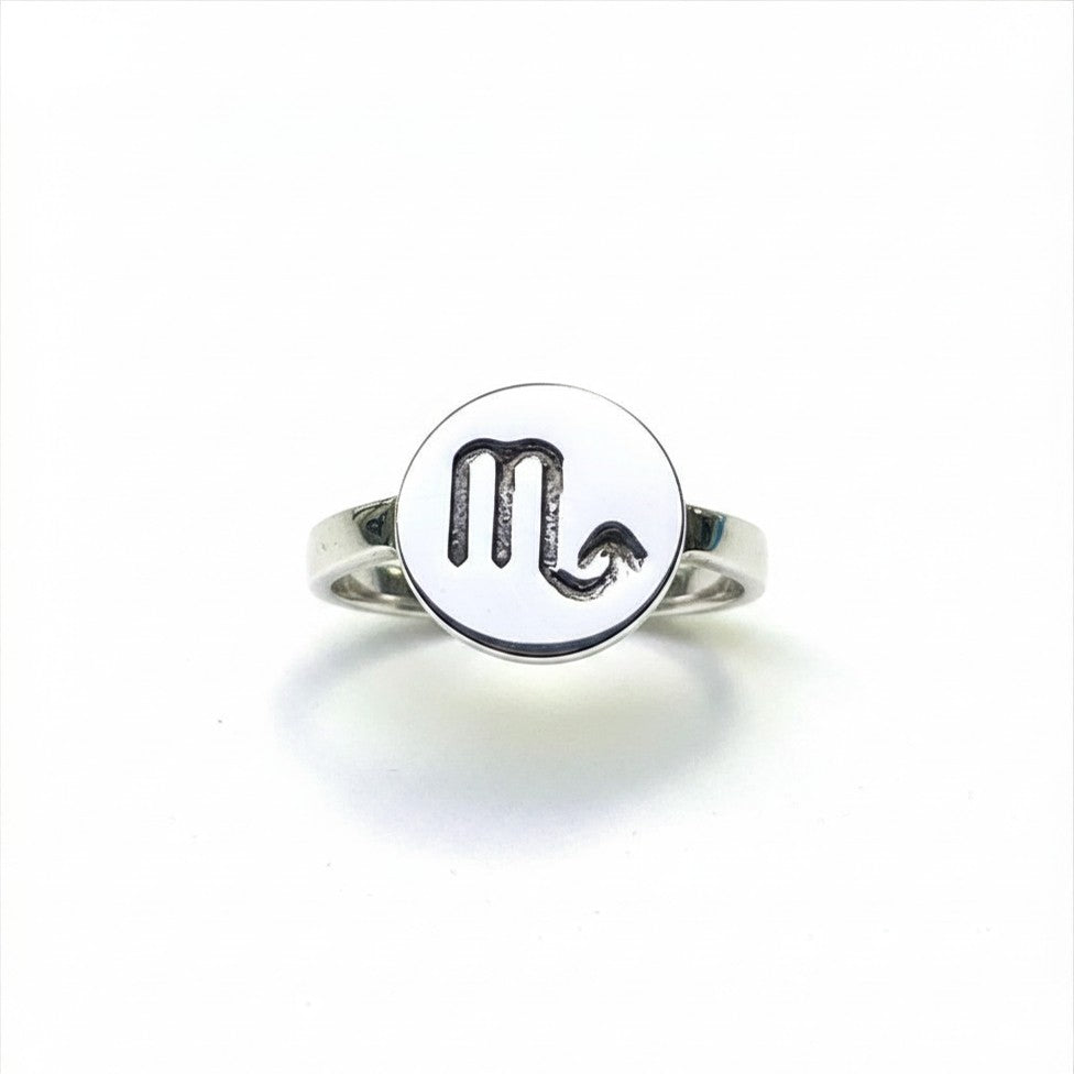 Scorpio Zodiac Sterling Silver Star Sign Ring (Size P)