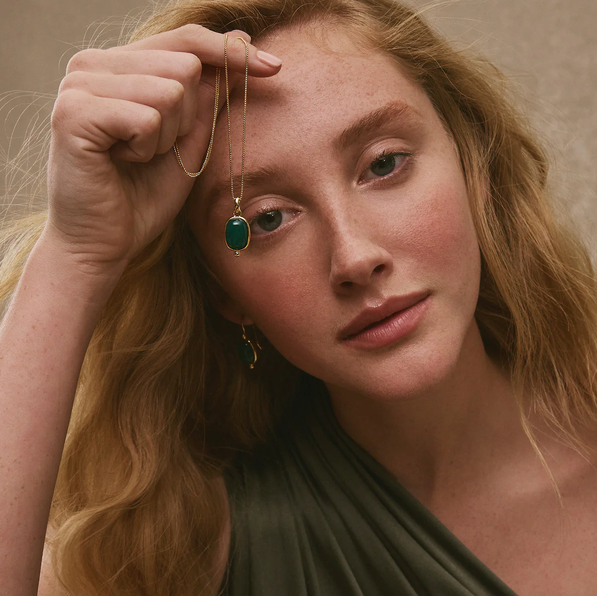 Fleur Green Onyx Pendant
