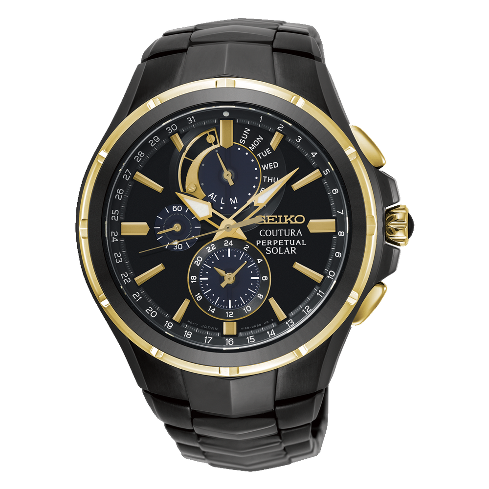 Seiko Coutura Chronograph Perpetual Watch (Black)