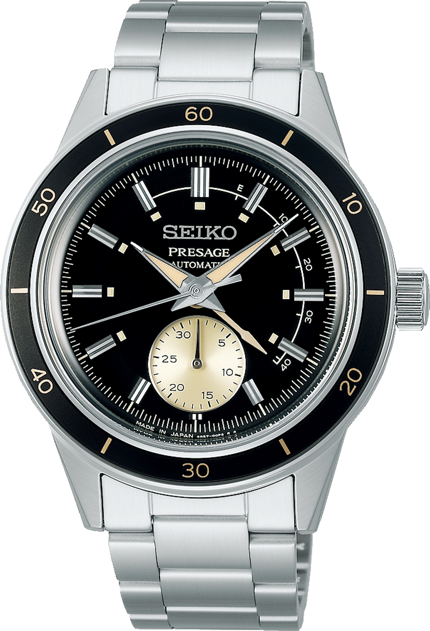 Seiko Presage 60s Style Collection Black Dial Ivory Subdial Automatic Watch