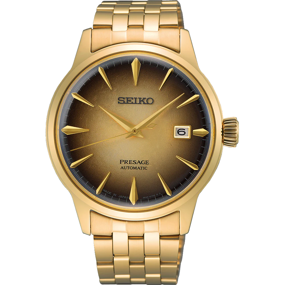 Seiko Presage Cocktail Time Half and Half Gold Tone Beer Inspired Watch Watch
