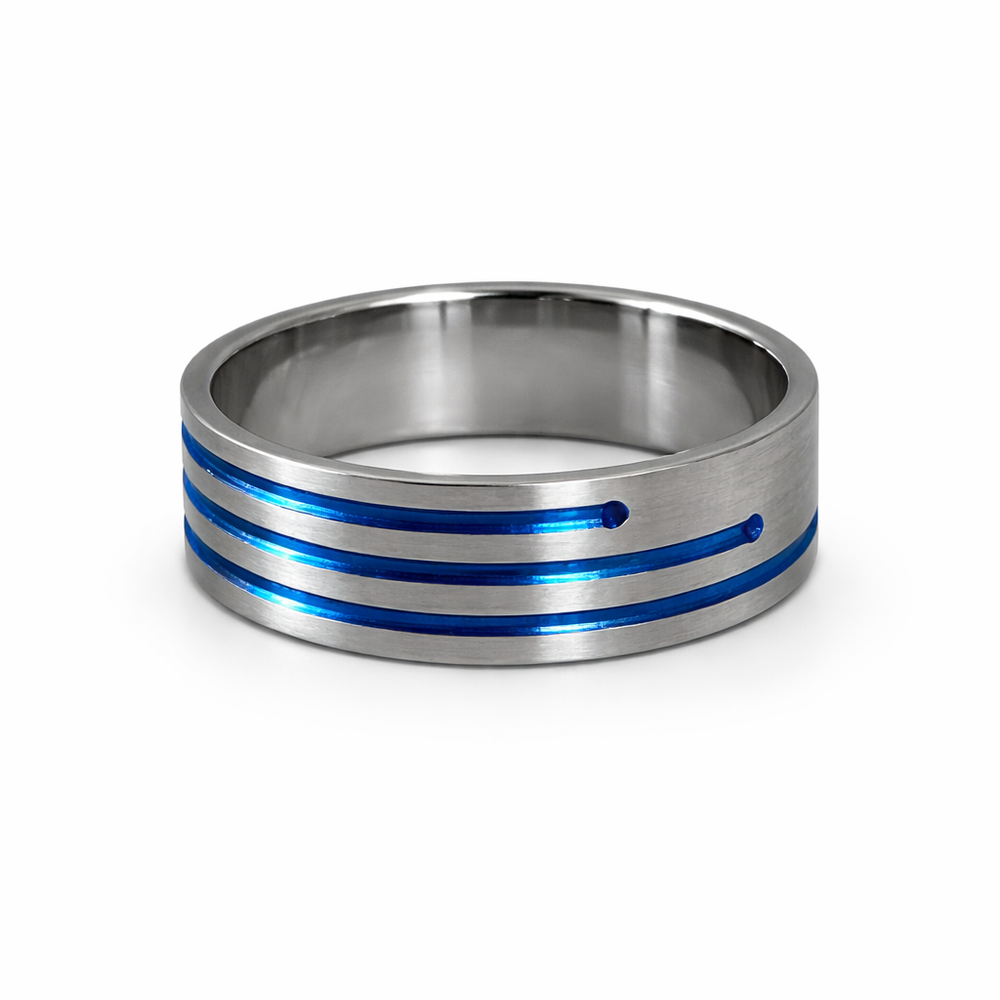 Dylan Blue Titanium Mens Ring (Size X)