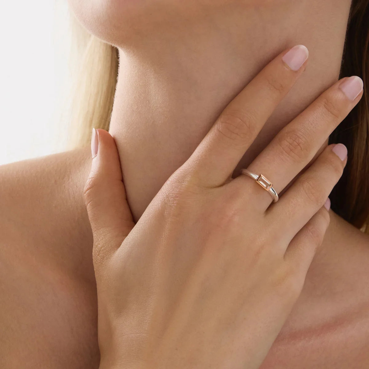 Skye 2-Tone Cubic Zirconia Ring (Silver/Rose Gold Plating)