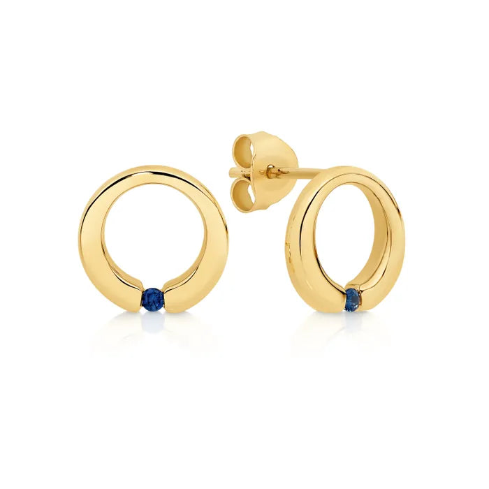 Solstice Sapphire Gold Stud Earrings