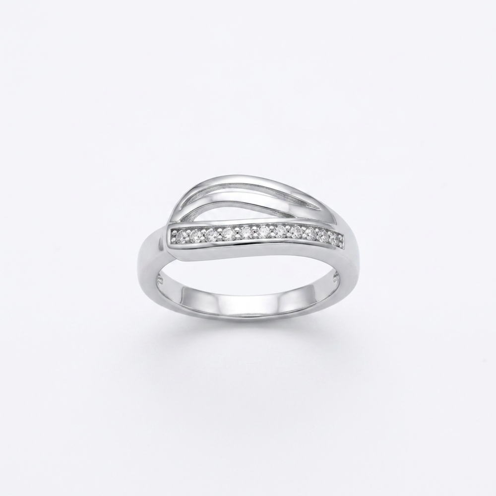Sterling Silver Cubic Zirconia Ring (Size L)