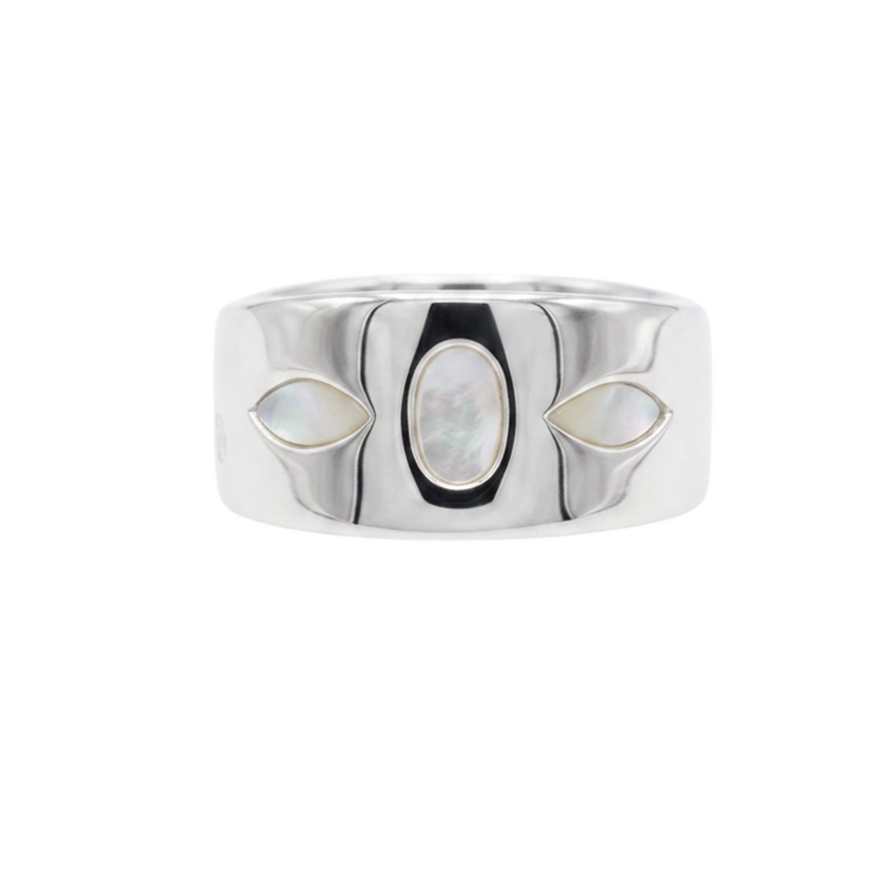 Fern Sterling Silver Cut Out Design Wide Ring (Size Q)