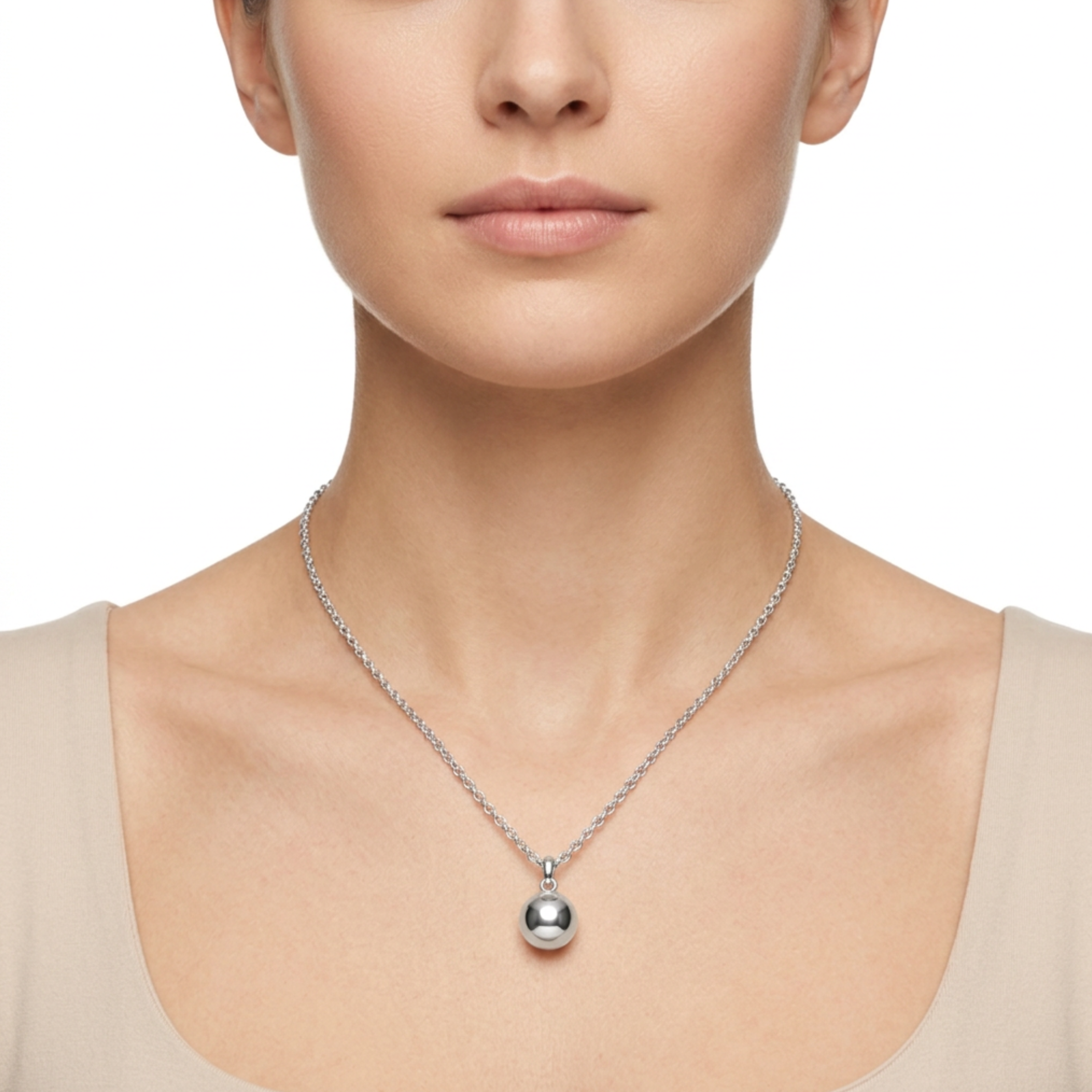 Dannielle Sterling Silver Domed Pendant Necklace