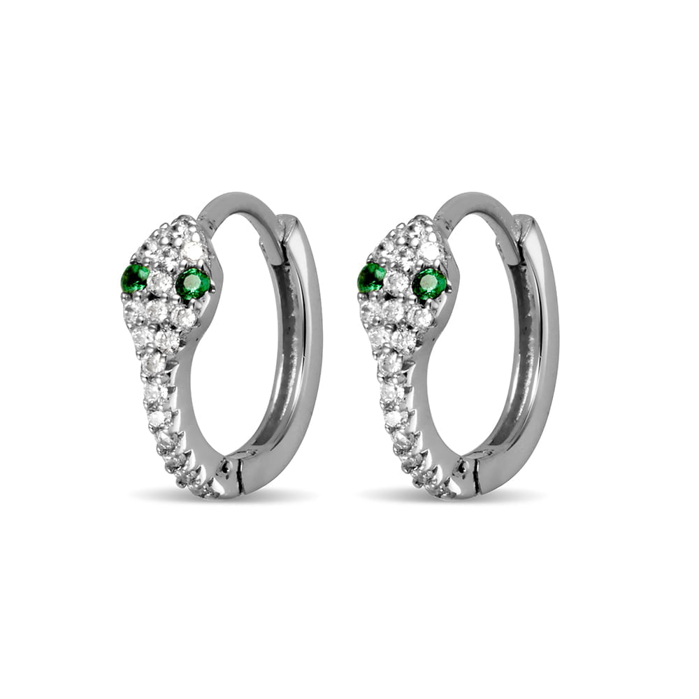 Emerald Serpent Huggie Earrings