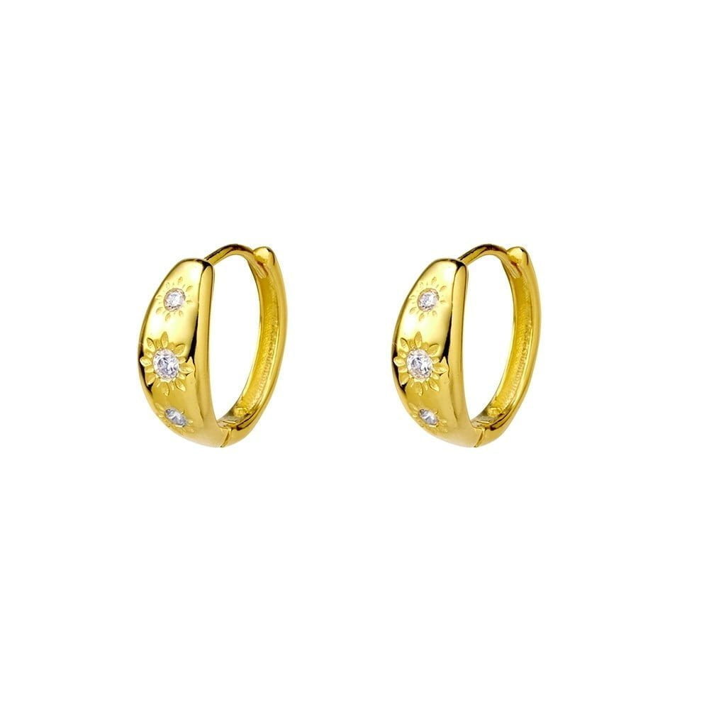 Sunflower Etched Huggie Earrings